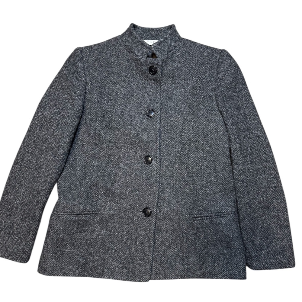 Vintage Larry Levine Wool Blend Tweed Jacket Gray Speckled Made in USA S/M